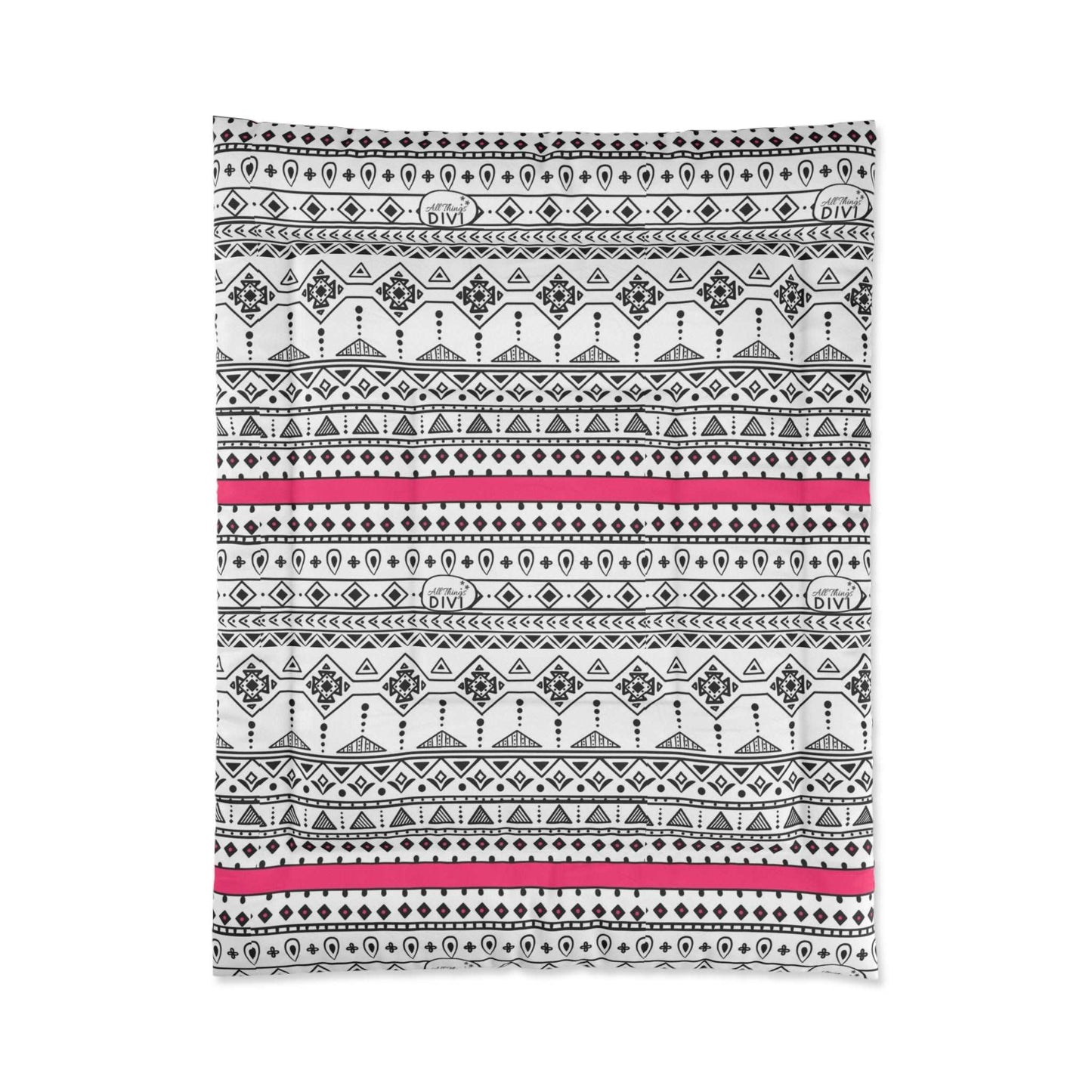 Aztec Print with Pink Ribbon Microfiber Polyester Comforter Set - Stylish Southwestern Inspired Bedroom Furniture for Women