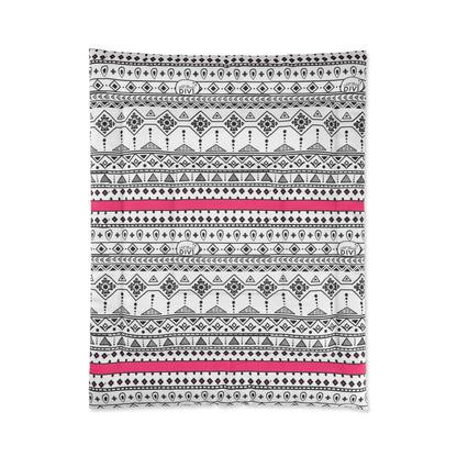 Aztec Print with Pink Ribbon Microfiber Polyester Comforter Set - Stylish Southwestern Inspired Bedroom Furniture for Women