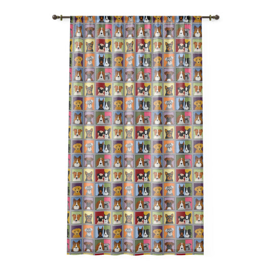 Rustic Dog Cheater Quilt Window Curtains - Country-Chic Pet-Themed Decor