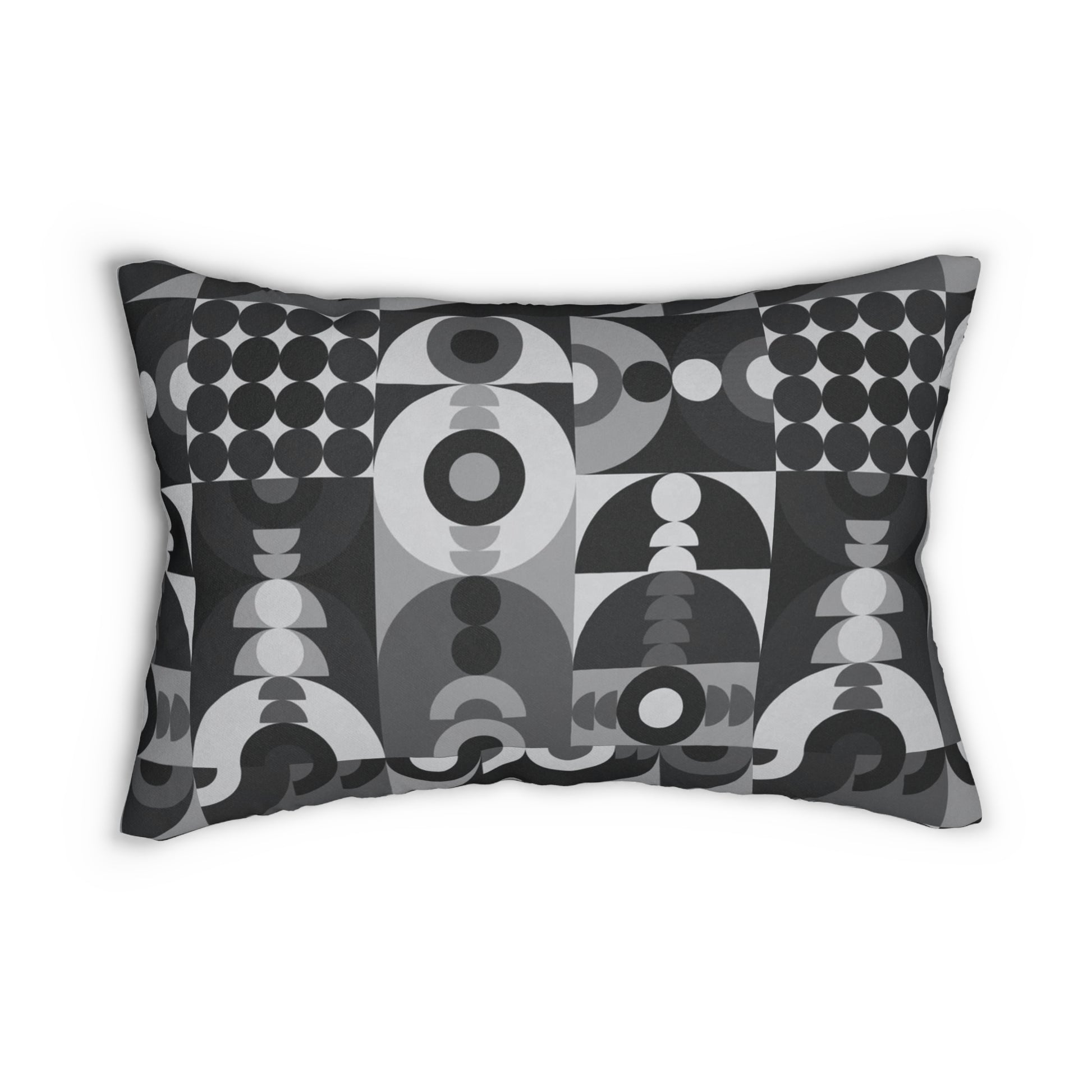 Black Palette Aztec Pattern Design Spun Polyester Lumbar Pillow