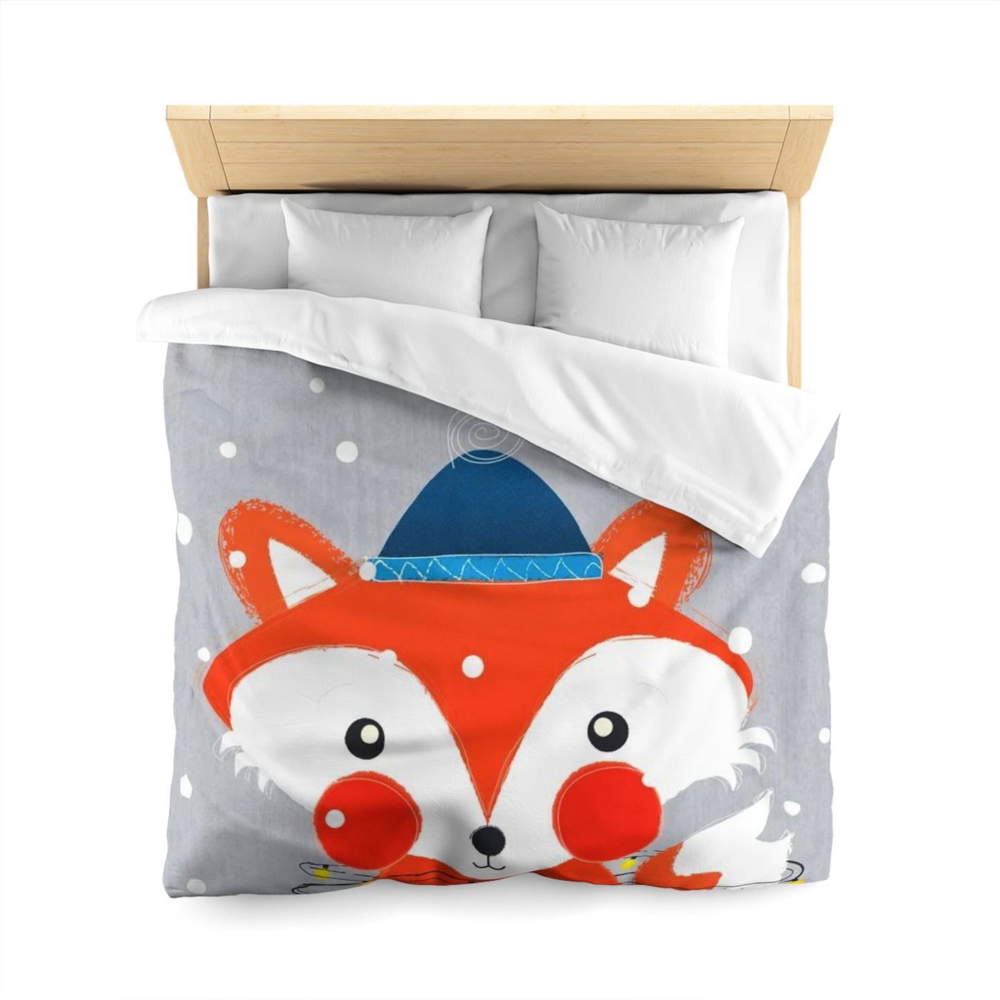 Christmas Fox with Fiery Lights Duvet Cover - Cozy Holiday Bedding for a Warm Festive Glow