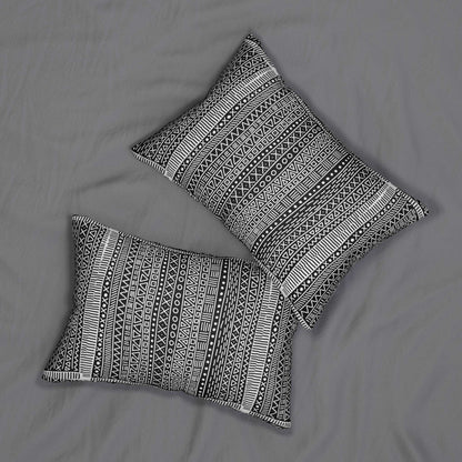 B&W Painted Aztec Pattern Design Spun Polyester Lumbar Pillow