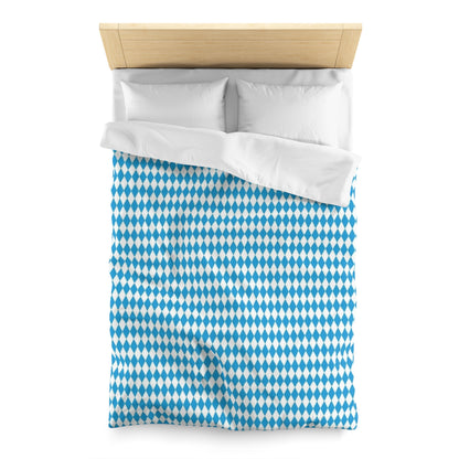 Oktoberfest Bavarian Style Blue and White Diamond Pattern Duvet Cover