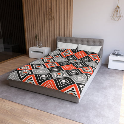 Tribal Aztec Diamond Geometry Duvet Cover - Cultural Heritage Inspired Bedding