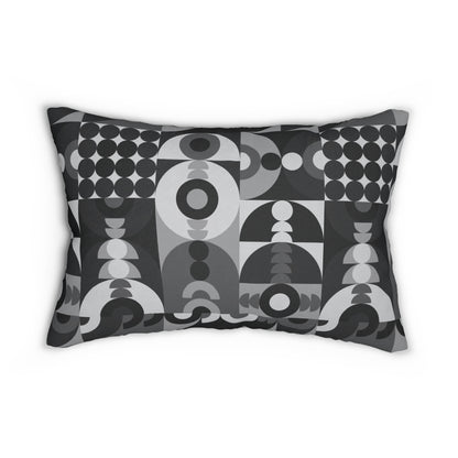 Black Palette Aztec Pattern Design Spun Polyester Lumbar Pillow