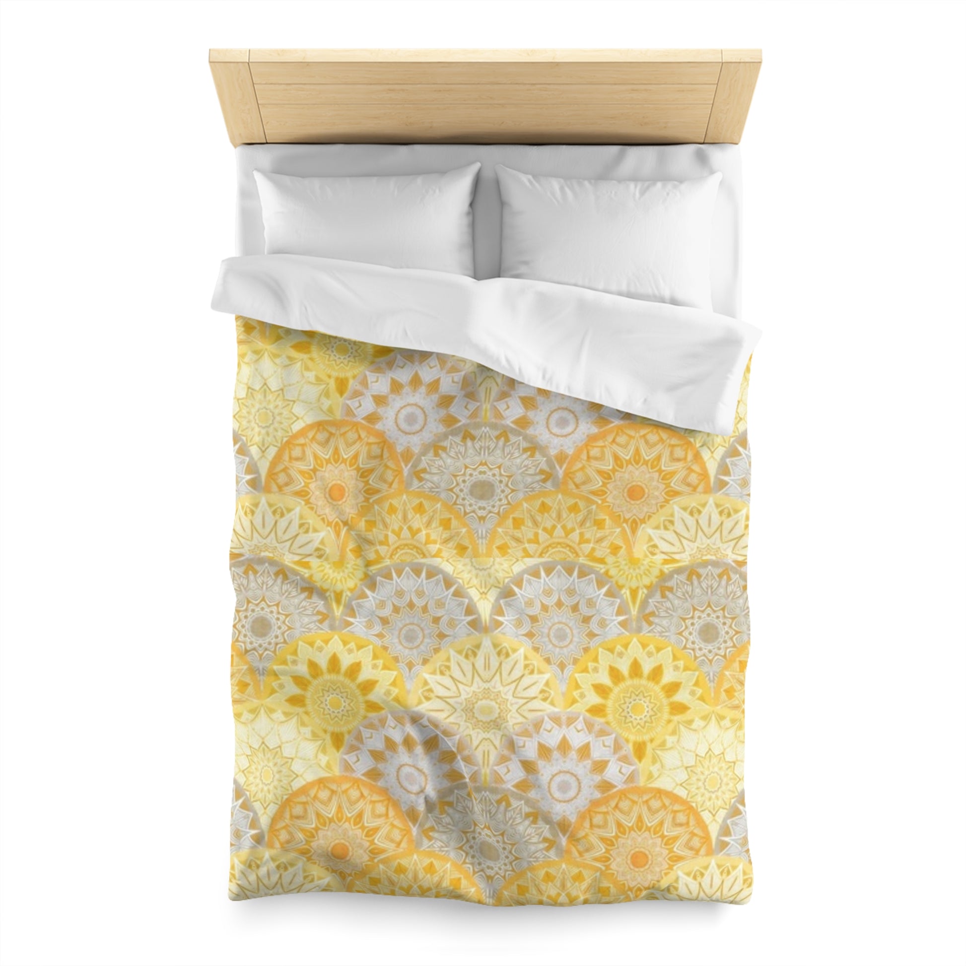 Winter Golden Yellow Mandala Duvet Cover - Bright and Cheerful Bohemian Bedding