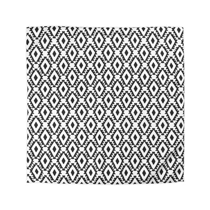 Modern Aztec Geometrics Black and White Microfiber Duvet Cover - Unique Geometric Pattern Bedding