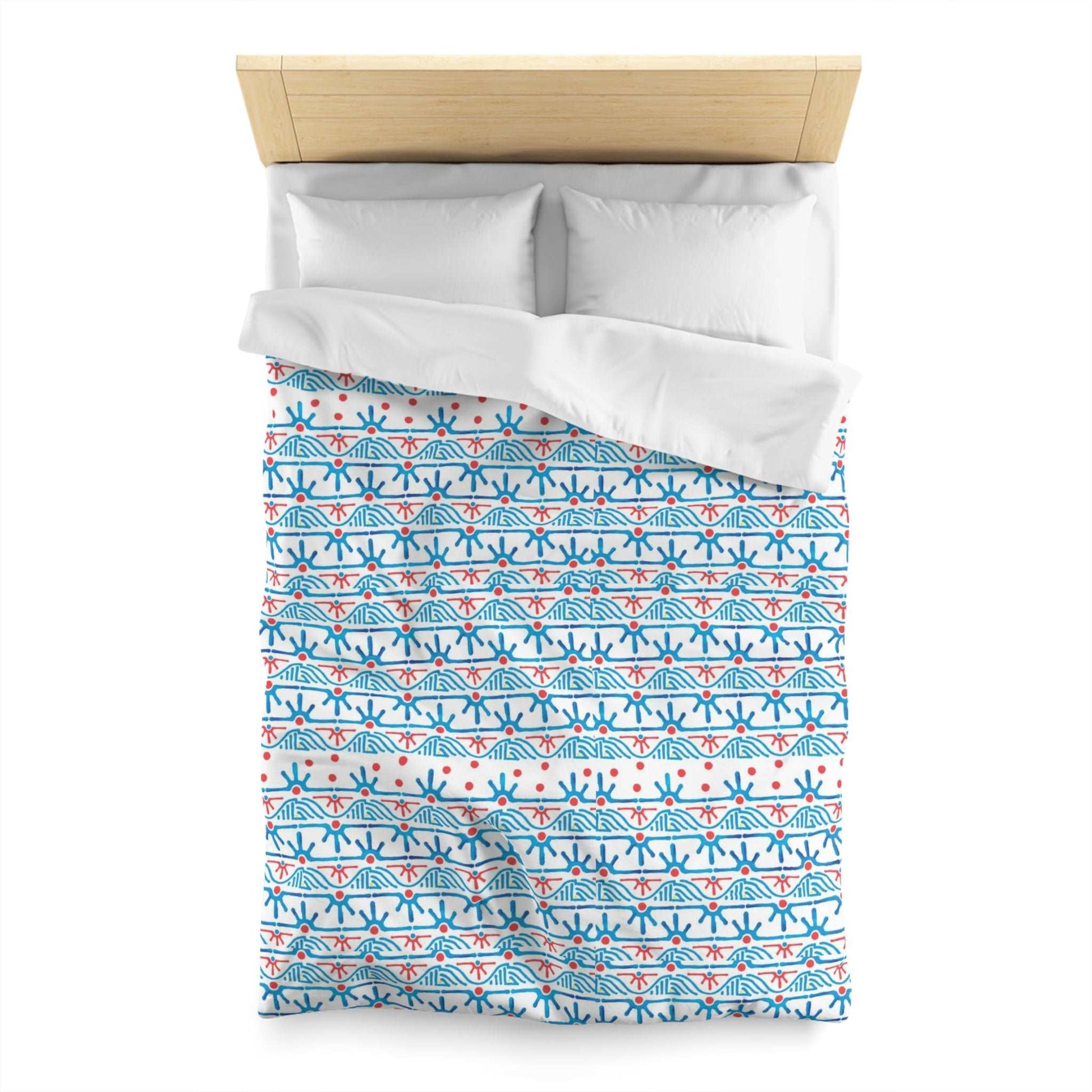 Blue Aztec Geometric Duvet Cover - Southwestern Style Bedding and Home Decor