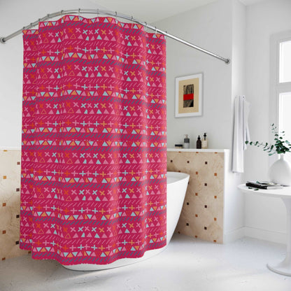 Boho Chic Fuchsia Pink Stripe Pattern Shower Curtain 