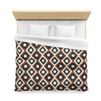 Microfiber Duvet Cover - Aztec Neutrals Inkwell and Brandywine