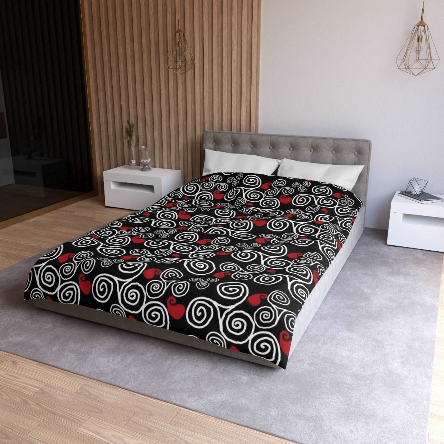 Celtic Triskele Duvet Cover - Triple Spiral Pattern Home Decor