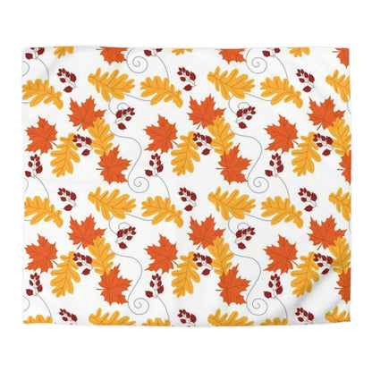 Crisp Autumn Mornings White Leaves Duvet Cover - Soft Microfiber Fall Decor