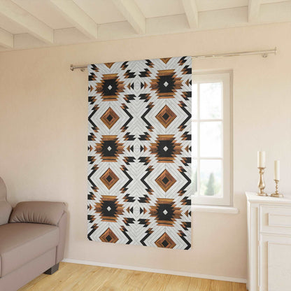 Aztec Pattern Blackout Curtain - Urban Tribal Style Window Decor, Total Light Blockage and Thermal Insulation for Bedroom and Office