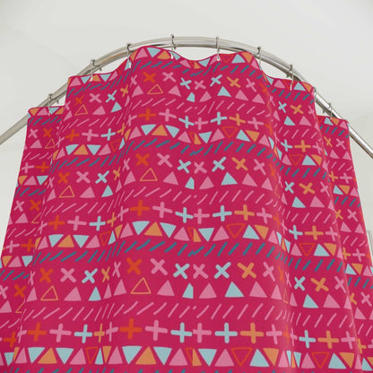 Boho Chic Fuchsia Pink Stripe Pattern Shower Curtain 