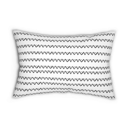 Boho Style Monochromatic Zigzag Wire Pattern Spun Polyester Lumbar Pillow