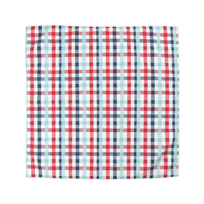 Rustic Red, Blue, and Light Blue Plaid Check Duvet Cover - Country Chic Bedroom Decor