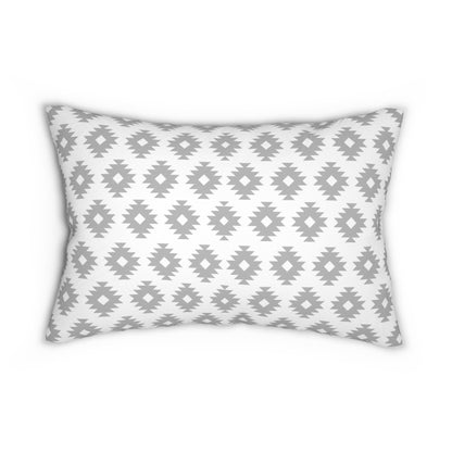 Seamless Gray White Aztec Spun Polyester Lumbar Pillow