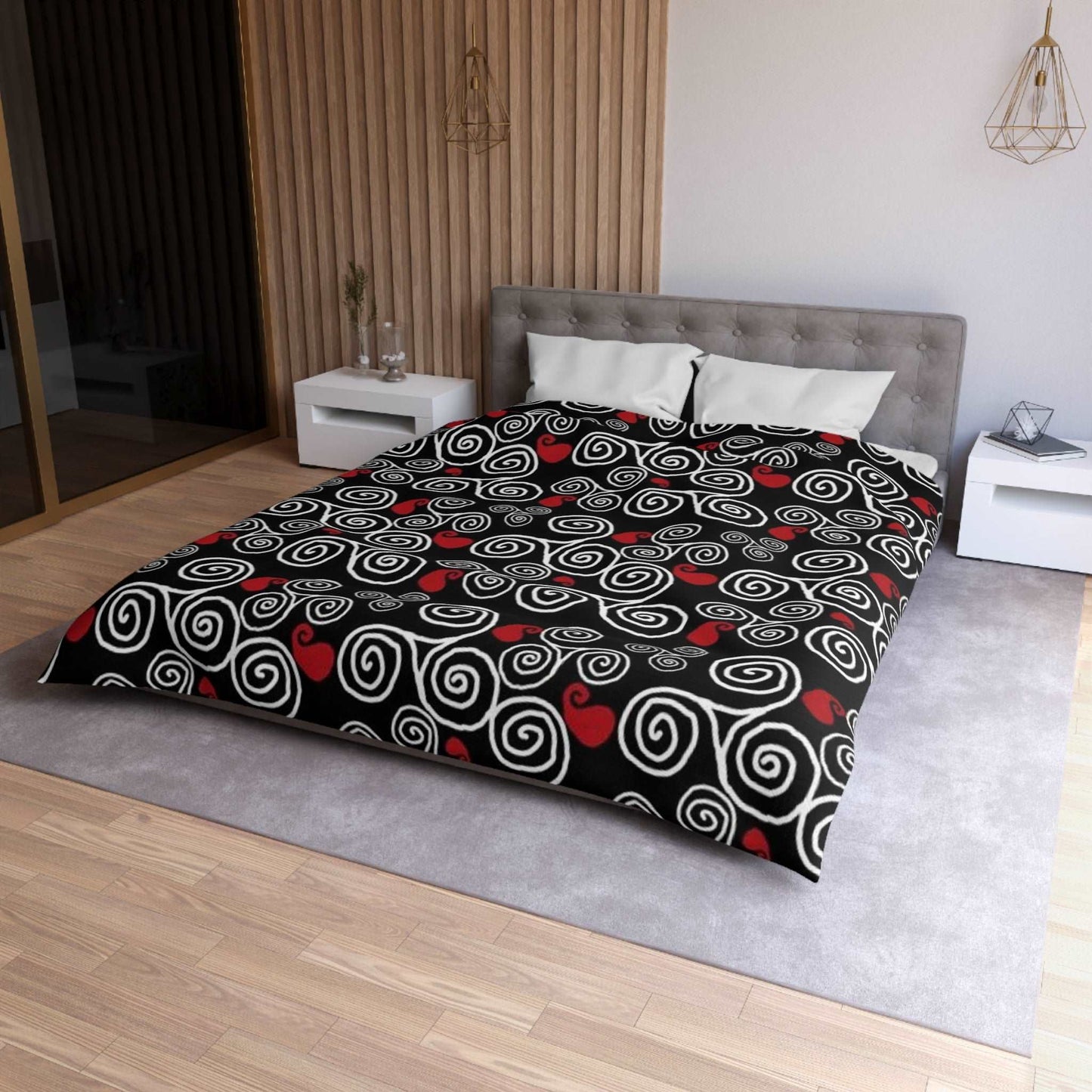 Celtic Triskele Duvet Cover - Triple Spiral Pattern Home Decor