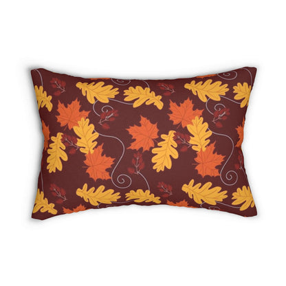 Autumn Leaves in the Wind Dark Red Accents Spun Polyester Lumbar Pillow - Seasonal Fall Throw Pillow