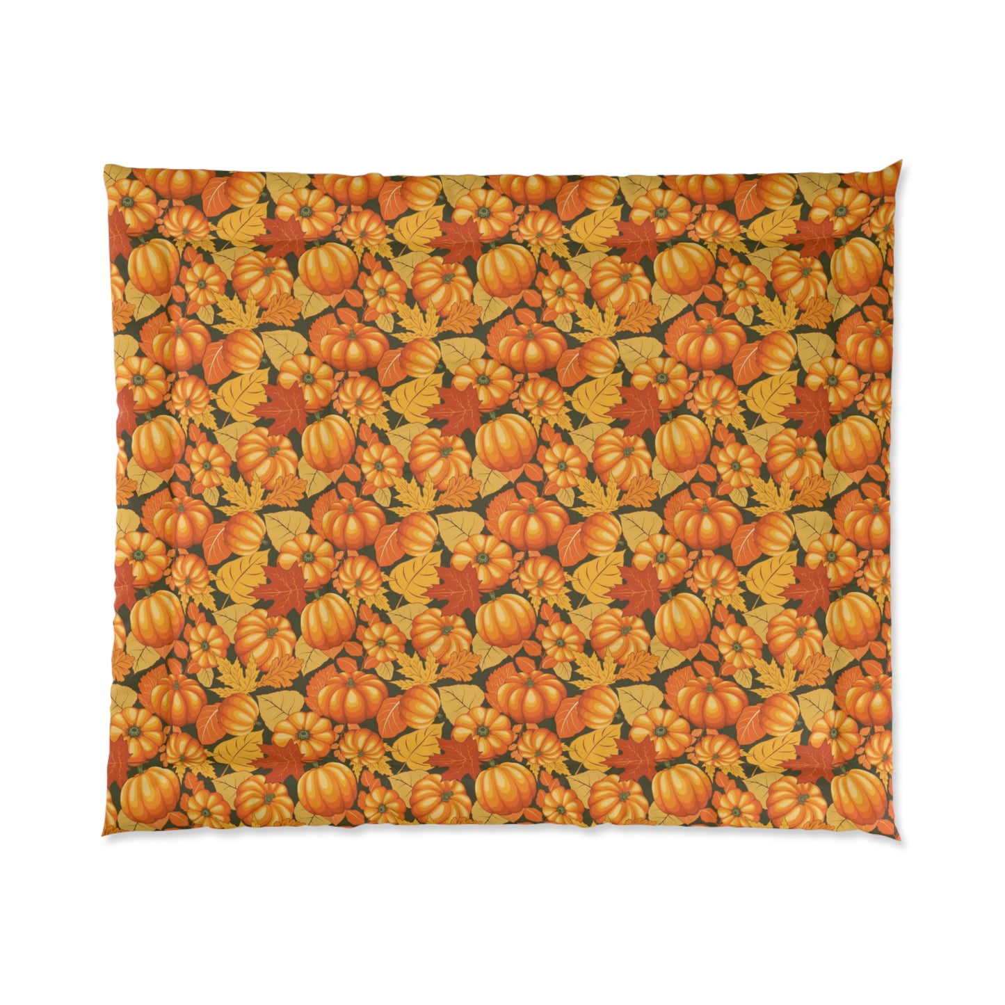 Fall Pumpkin in Autumn Leaves Soft Comforter Set - Rustic Home Bedding