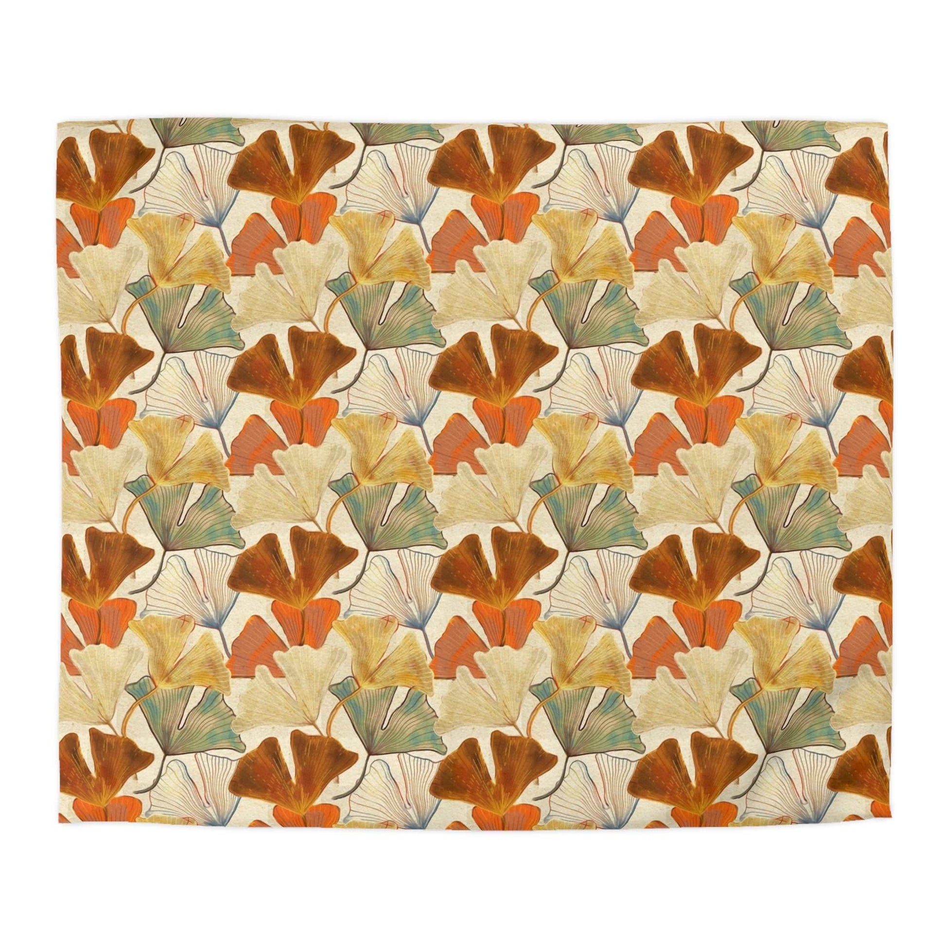 Autumn Ginkgo Leaves Duvet Cover - Fall Colors Watercolor Design, Cozy Seasonal Bedding