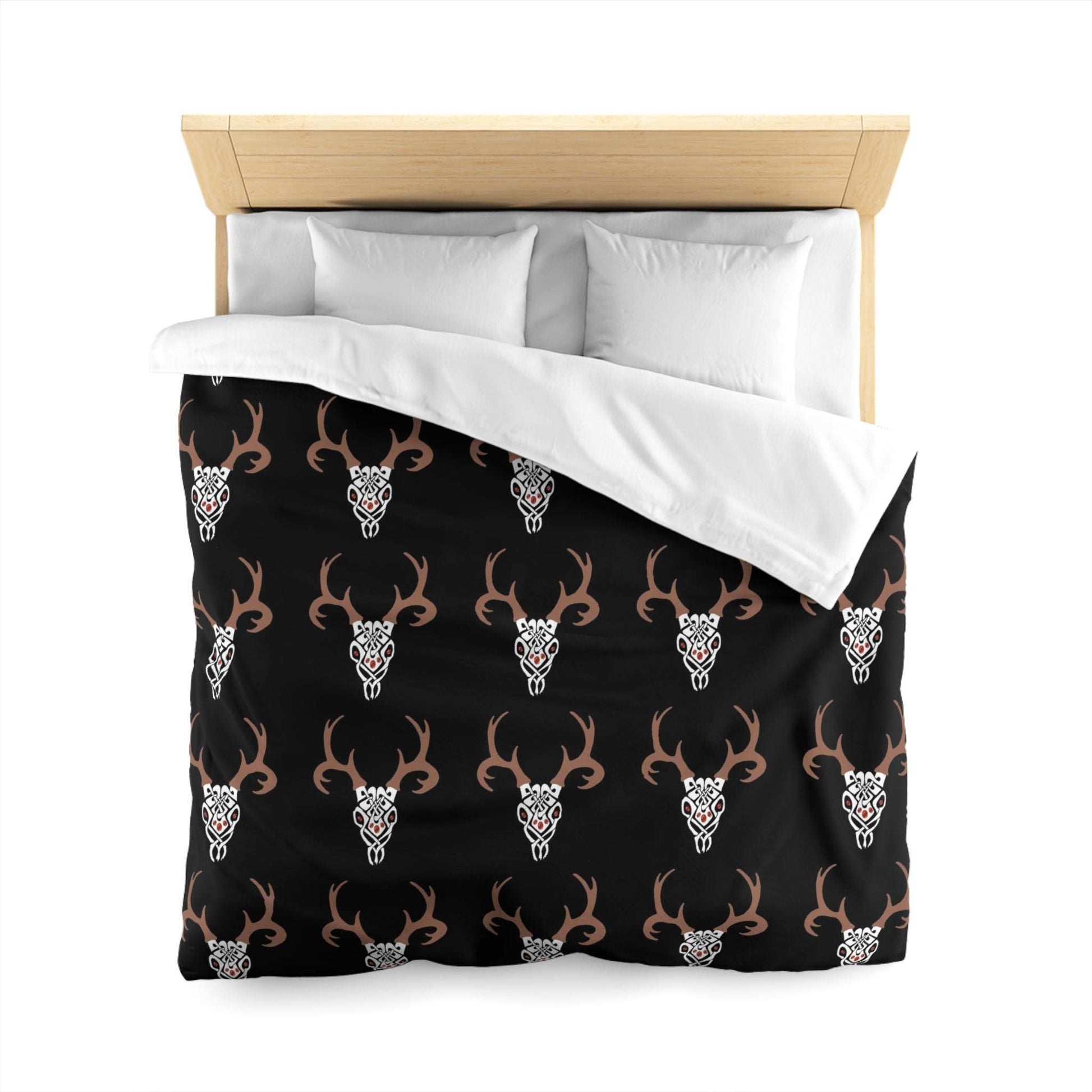 Celtic Deer Skull Pattern Duvet Cover - Ancient Celtic Symbolism, Nature-Inspired Bedding