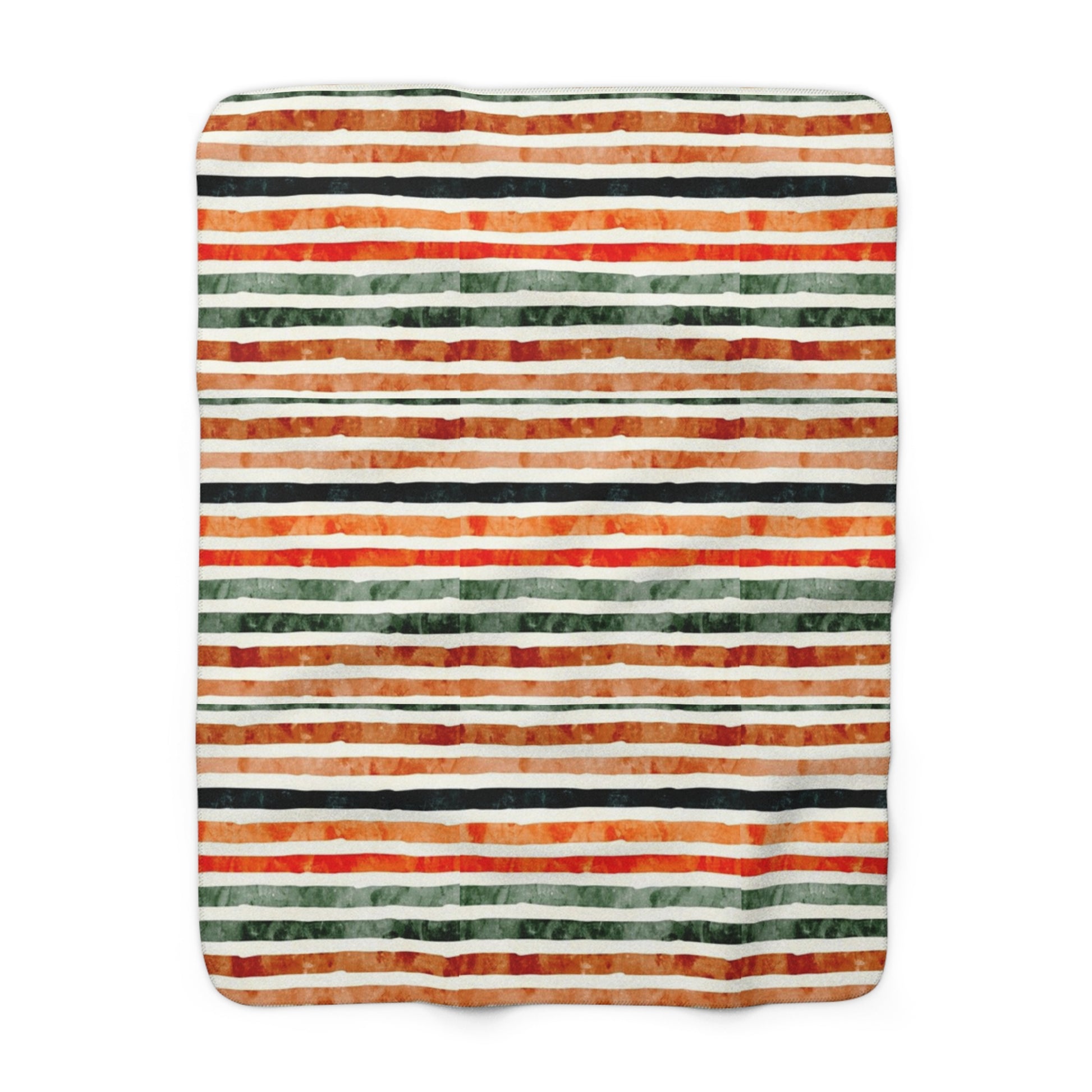 Cozy Fall Stripes Sherpa Fleece Blanket - Luxury Soft Throw Blanket