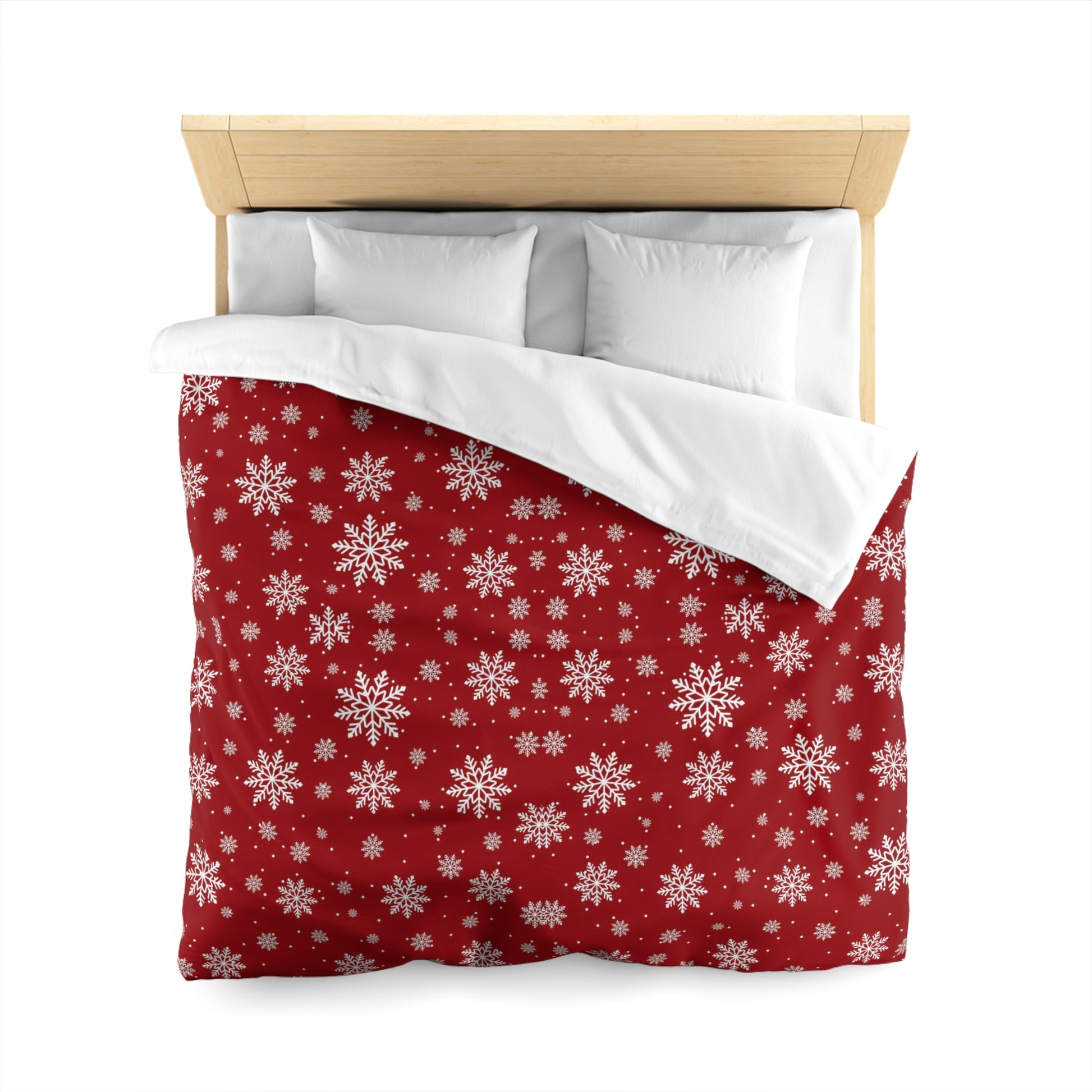 Duvet Cover - Traditional Christmas Background with Snowflakes