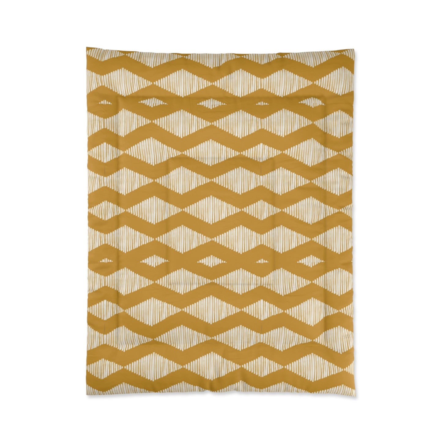 Modern Acoustic Wave Mustard Pattern Microfiber Polyester Comforter - Geometric Pattern Bedding for Adults