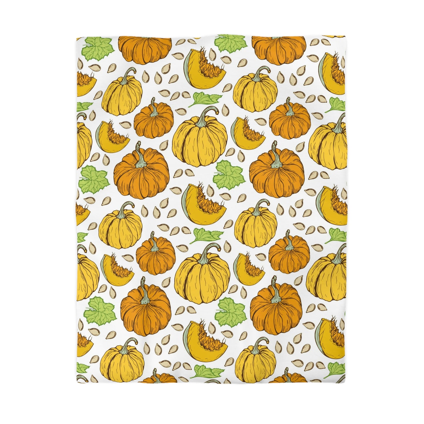 Thanksgiving Harvest Pumpkin and Leaves Duvet Cover Set - Seasonal Fall Bedding, Soft Microfiber Material, Multiple Sizes (Queen, King, Full, Twin)