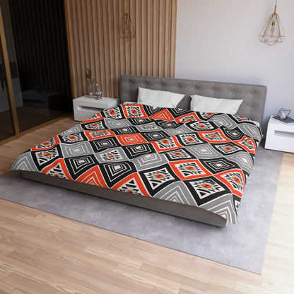 Tribal Aztec Diamond Geometry Duvet Cover - Cultural Heritage Inspired Bedding