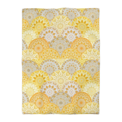 Winter Golden Yellow Mandala Duvet Cover - Bright and Cheerful Bohemian Bedding