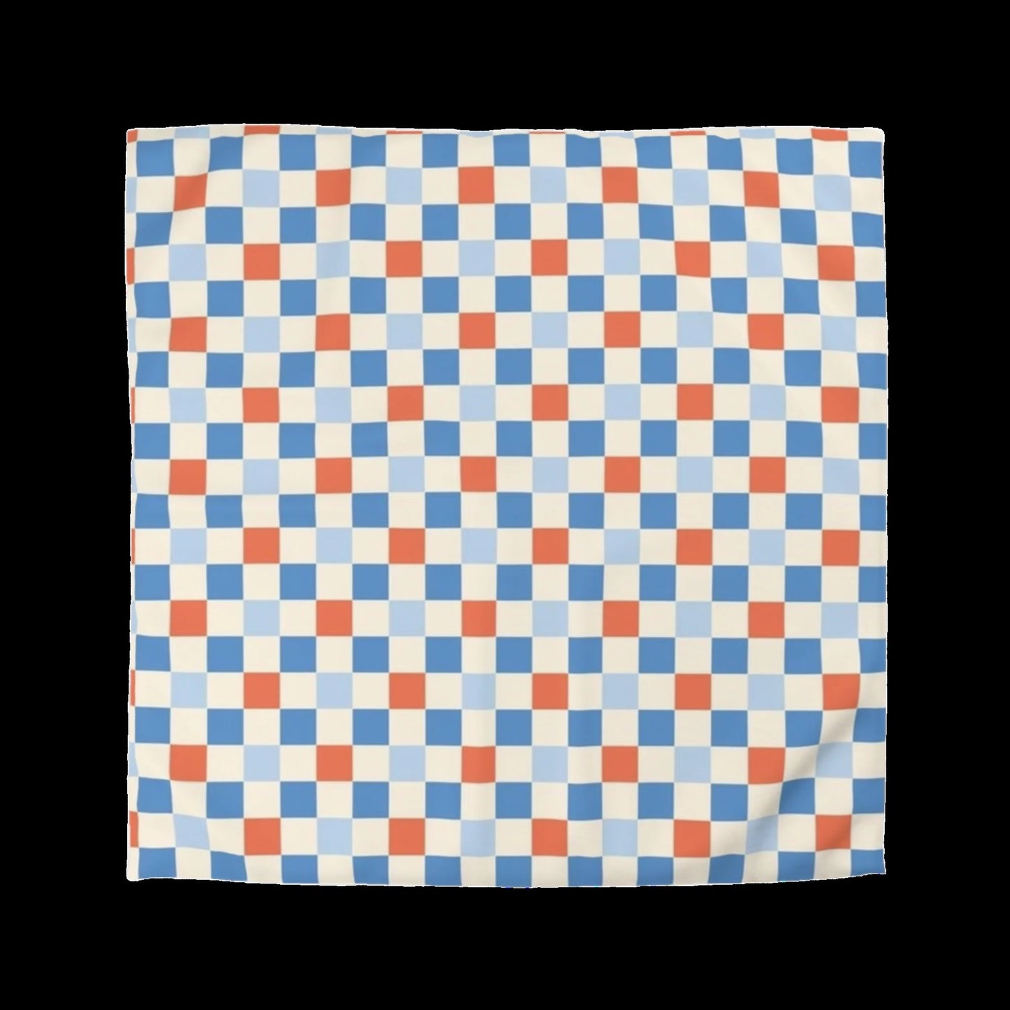 4th of July Blue Checkered Board Duvet Cover - Independence Day Bedroom Furniture, Star-Spangled Bedding