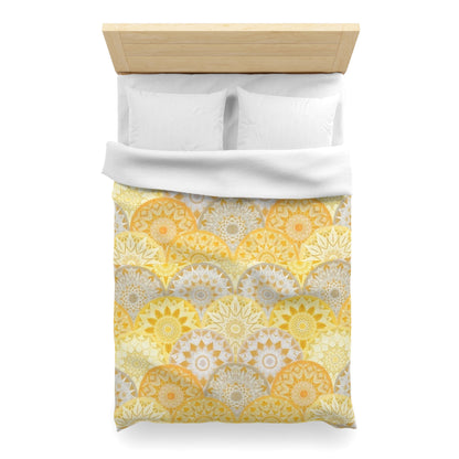 Winter Golden Yellow Mandala Duvet Cover - Bright and Cheerful Bohemian Bedding