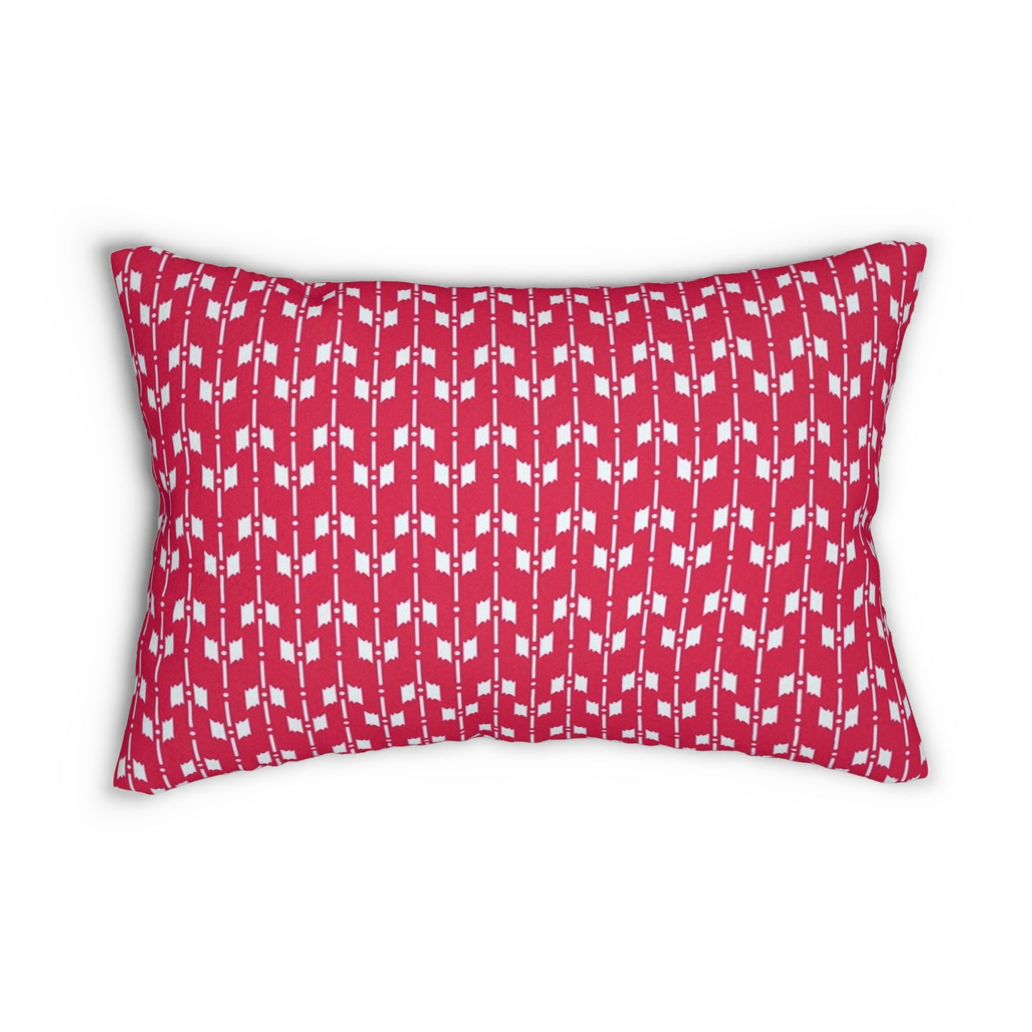 Pink and White Aztec Ikat Design Spun Polyester Lumbar Pillow