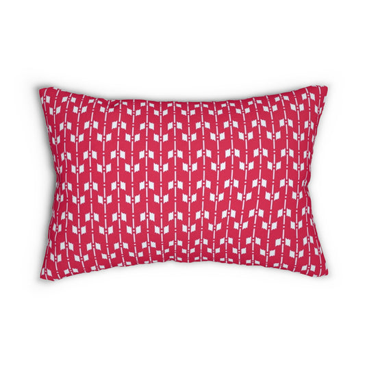 Pink and White Aztec Ikat Design Spun Polyester Lumbar Pillow