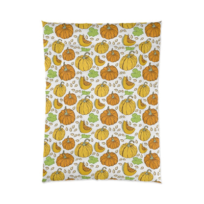 Autumn Leaves with Pumpkins Design Comforter - Fall Decorative Bedding Set