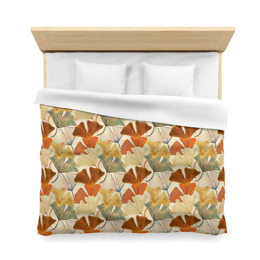 Autumn Ginkgo Leaves Duvet Cover - Fall Colors Watercolor Design, Cozy Seasonal Bedding