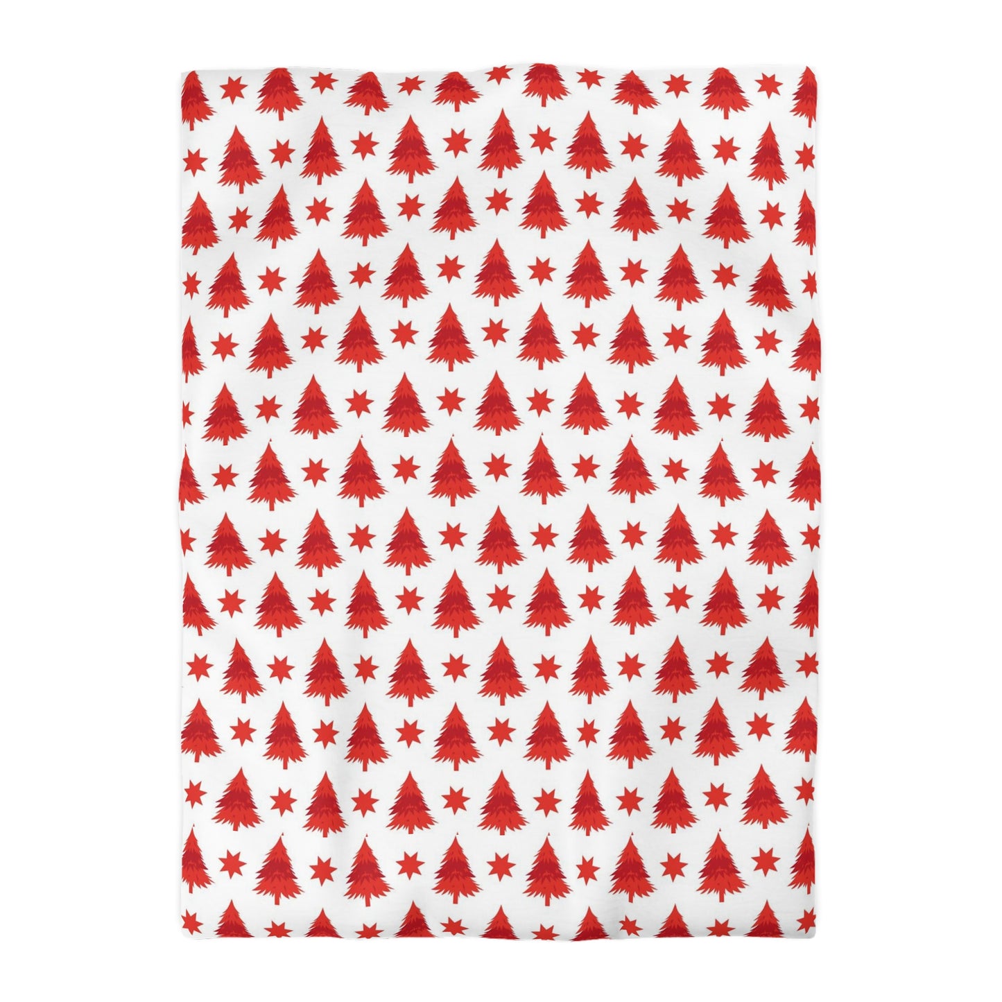 Duvet Cover - Christmas Stars and Trees in Red