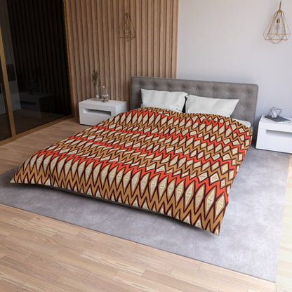 Red Tribal Geometry Duvet Cover - Bold and Vibrant Global-Inspired Bedroom