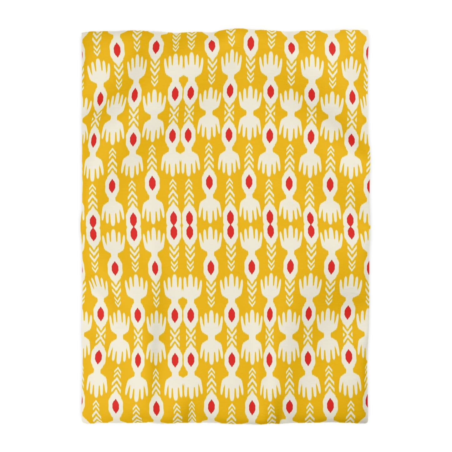 Tribal Yellow Ikat Microfiber Duvet Cover - Exotic Bohemian Global-Inspired Tribal Pattern Bedroom