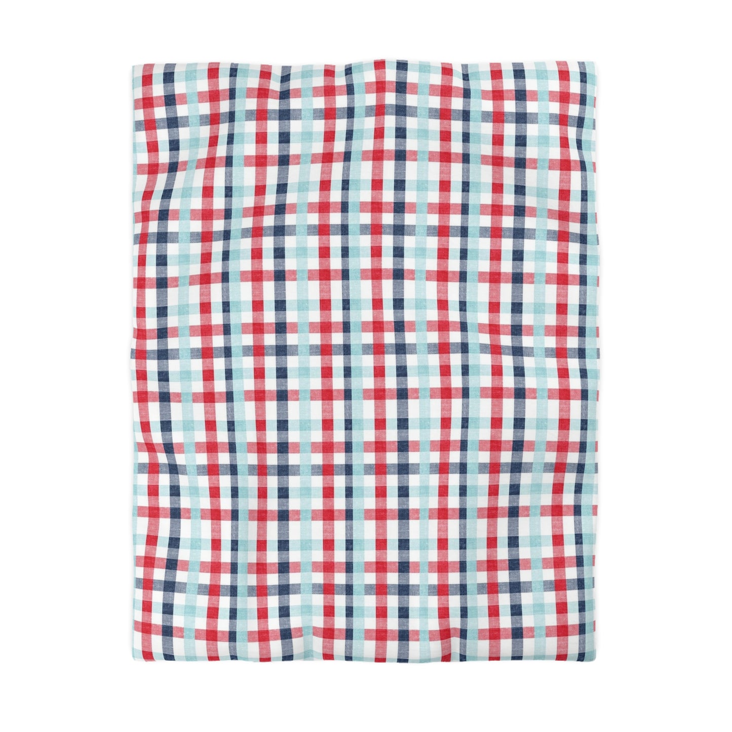 Rustic Red, Blue, and Light Blue Plaid Check Duvet Cover - Country Chic Bedroom Decor