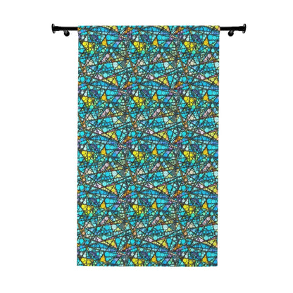 Bubble Lines and Dots Teal Window Curtains - Whimsical Geometric Design, Kids' Bedroom or Playroom Window Decor