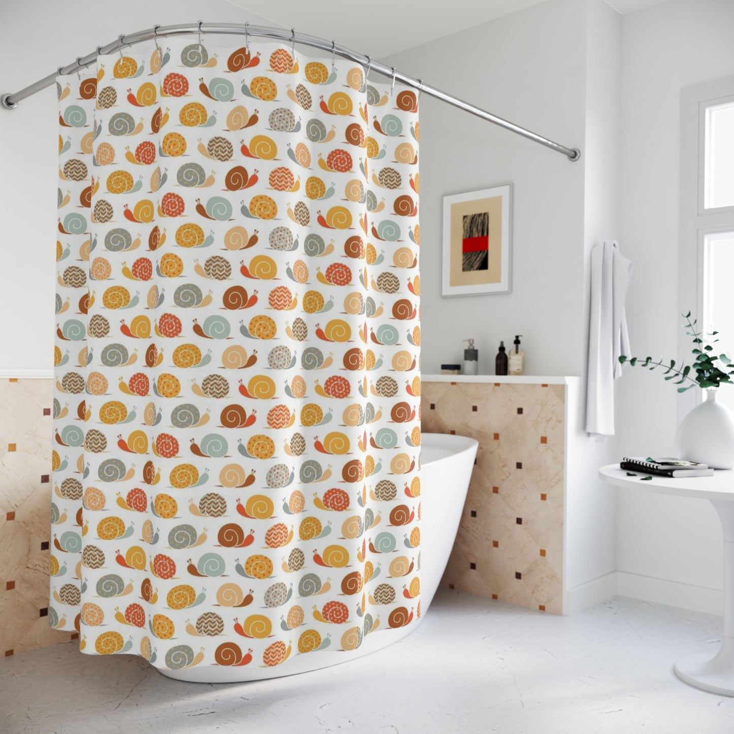 Snail Rail Train Track Shower Curtain - Colorful Bathroom Accessories