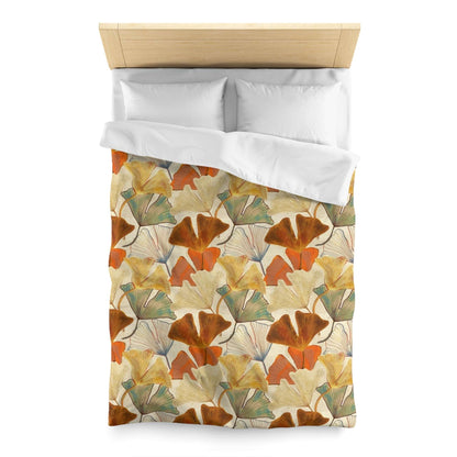 Autumn Ginkgo Leaves Duvet Cover - Fall Colors Watercolor Design, Cozy Seasonal Bedding