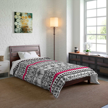 Aztec Print with Pink Ribbon Microfiber Polyester Comforter Set - Stylish Southwestern Inspired Bedroom Furniture for Women