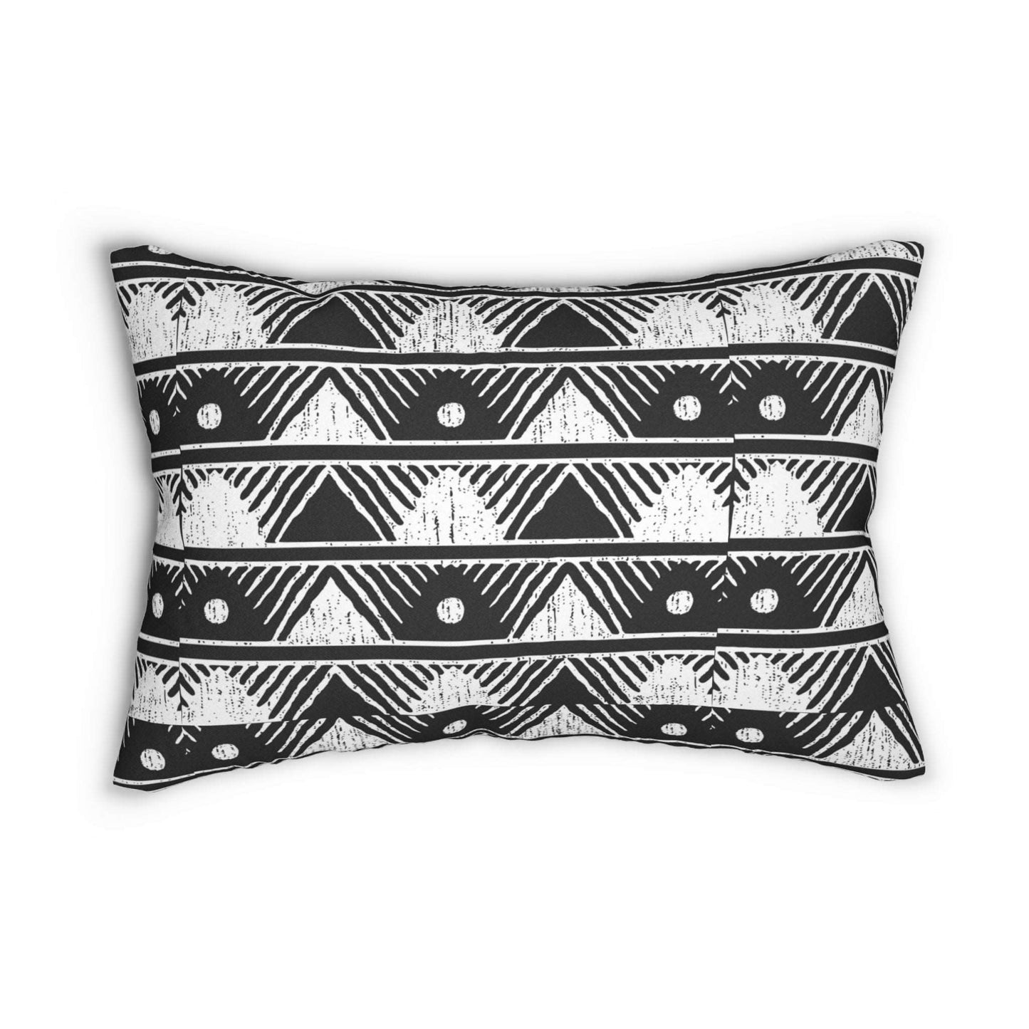 B&W Aztec Tribal Pattern Design Spun Polyester Lumbar Pillow