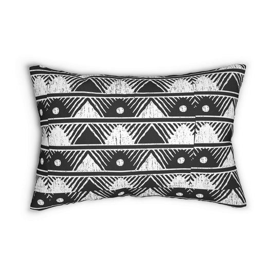 B&W Aztec Tribal Pattern Design Spun Polyester Lumbar Pillow