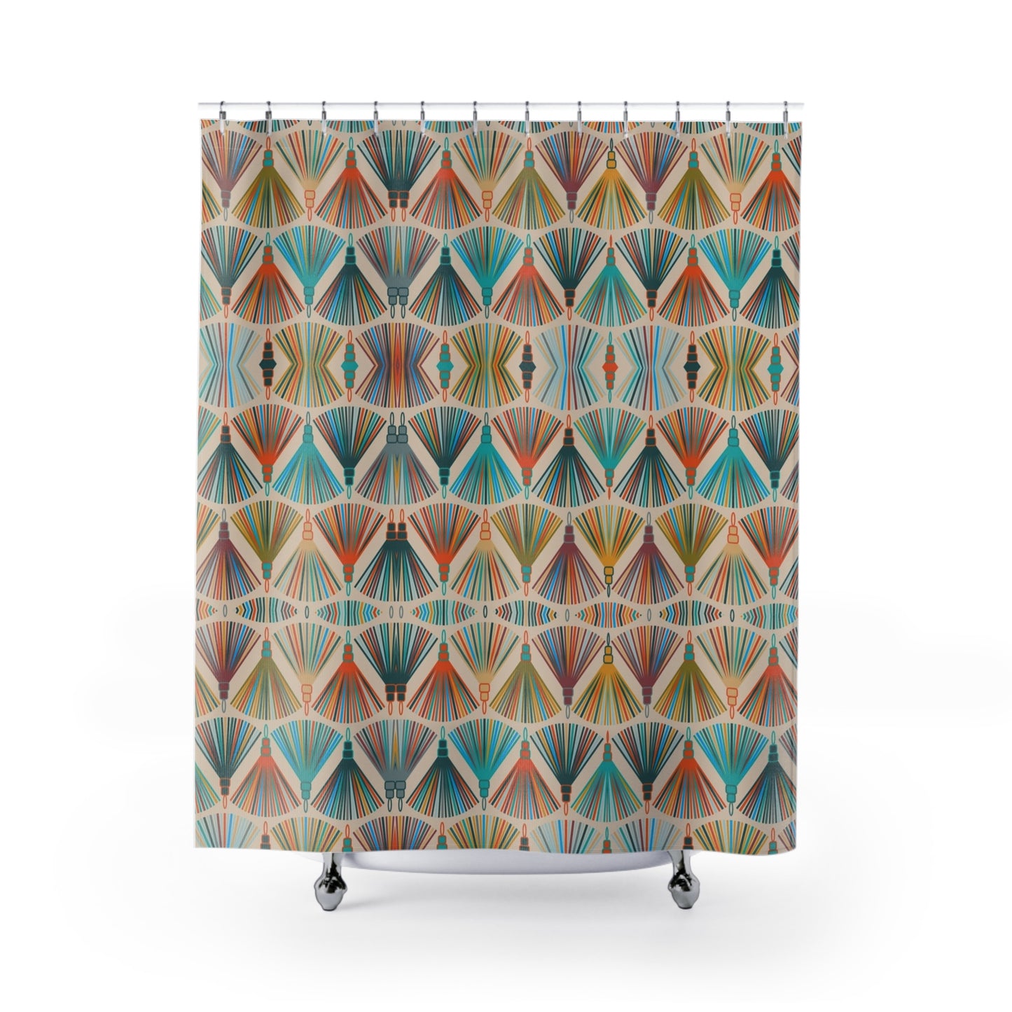 Multicolor Fans Boho Chic Shower Curtain - Exotic Global-Inspired Bathroom