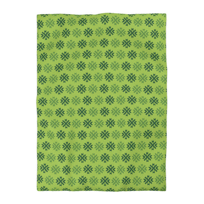 Geometric Pattern Seamless Variable Design, 100% Microfiber Duvet Cover, Green